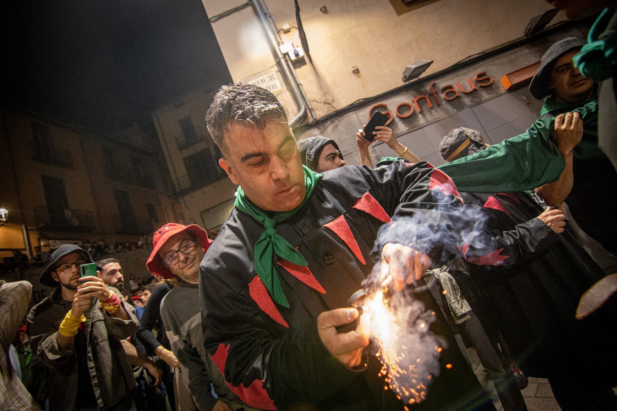 Berga vist des de dalt durant la Patum